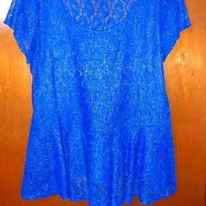 Blue Lace Peplum Top